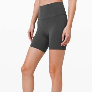[Lululemon] Heathered Graphite Gray Wunder Train High Rise 6" Bike Shorts Size 8
